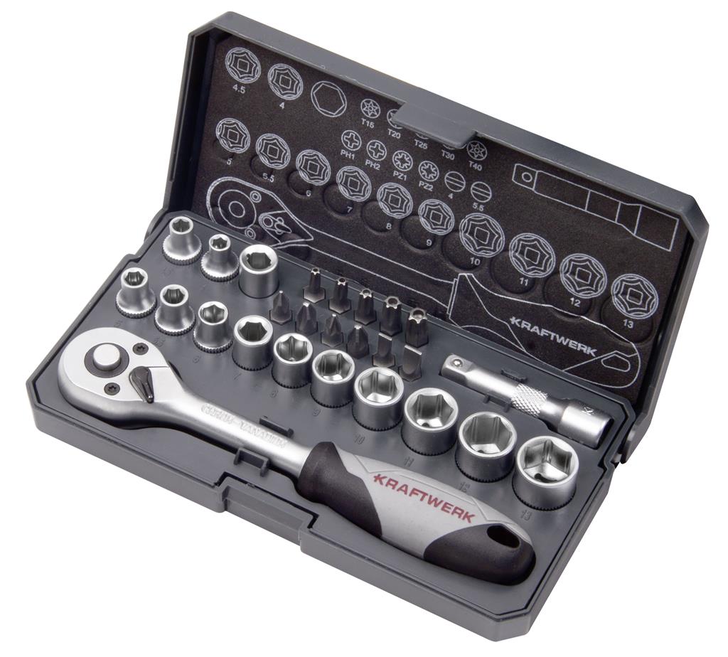 Steckschlüssel-Satz 1/4" 26-tlg. Steckschlüssel-Satz 1/4" 26-tlg. der Marke Kraftwerk Tools