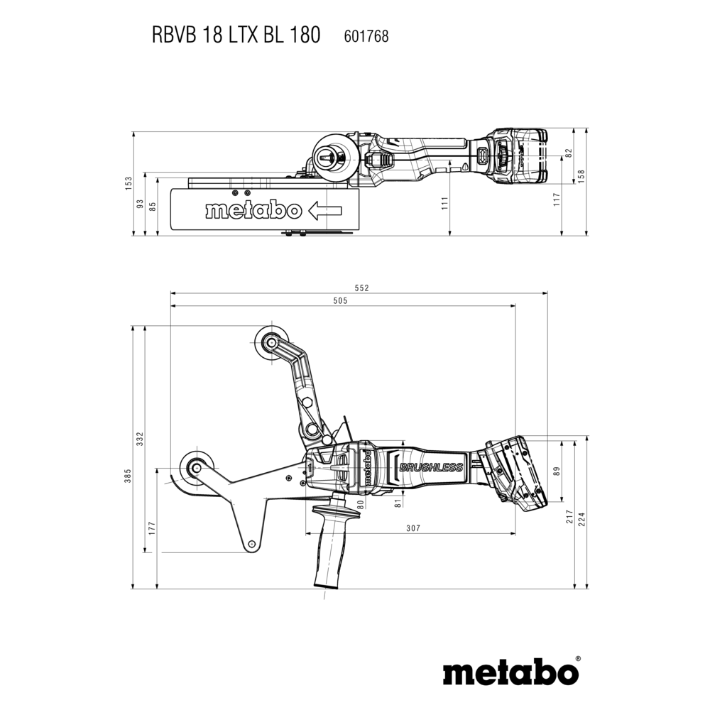 akku rohrbandschleifer rbvb metabo