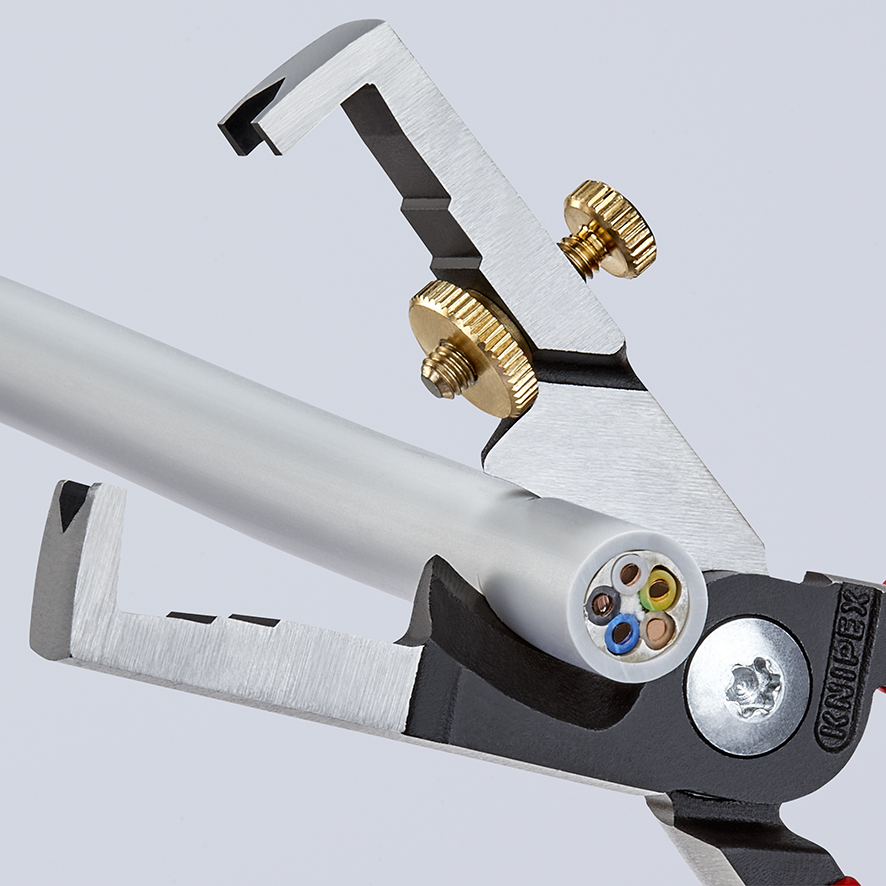 Abisolierzange mit Kabelschere Knipex 1362180, zwei unentbehrliche Werkzeuge der Elektroinstallation in einer Zange
