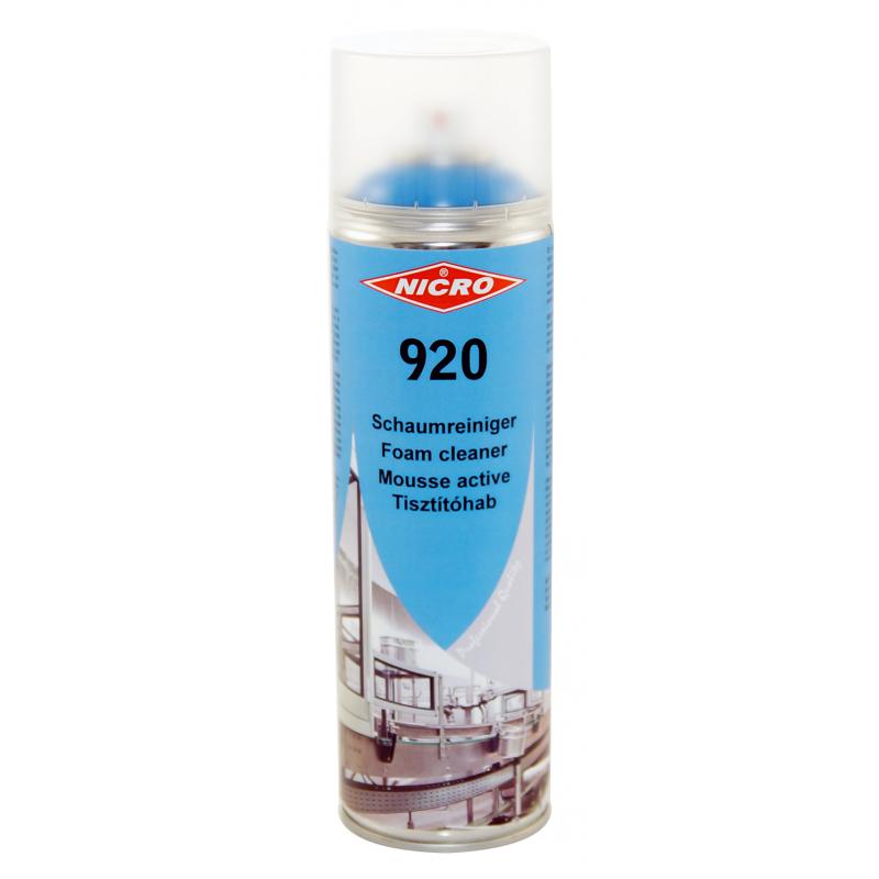 Schaumreiniger Nicro 920 NICRO 920 Schaumreiniger ist als wasserbasiertes Produkt sehr angenehm in der Verarbeitung und reinigt Metalle, Kunststoffe, Textilien und Holz schonend und gründlich