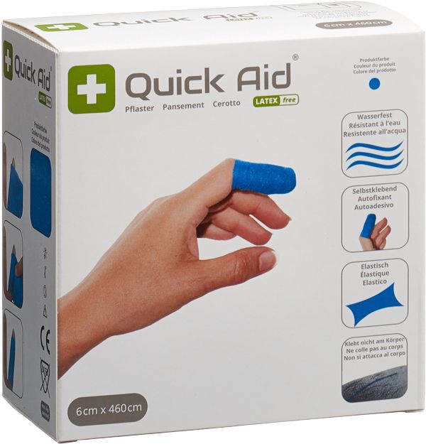 Quick Aid ist ein revolutionäres, klebstofffreies Pflaster für die Wundversorgung, das nur auf sich selbst und nicht auf Haut, Haaren oder Wunde klebt.