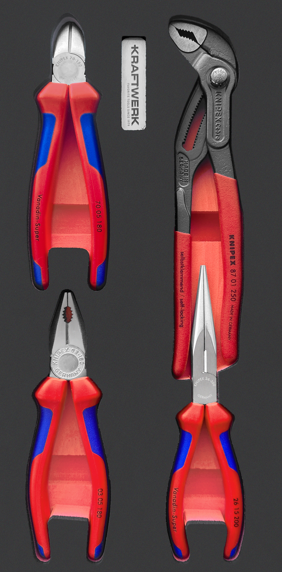 Werkzeugeinlage Zangen Knipex  von der Marke Kraftwerk durch praktische-werkzeuge für eine übersichtliche Ordnung in der Werkstatt