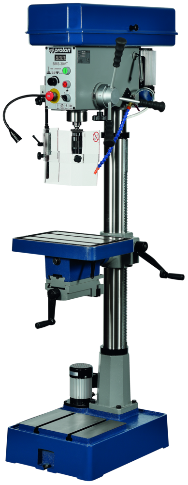 Säulenbohrmaschine BMS-30VT von der Marke Proton durch praktische-werkzeuge Säulenbohrmaschine BMS-30VT von der Marke Proton durch praktische-werkzeuge für den täglichen Einsatz in der Werkstatt und auf Montage