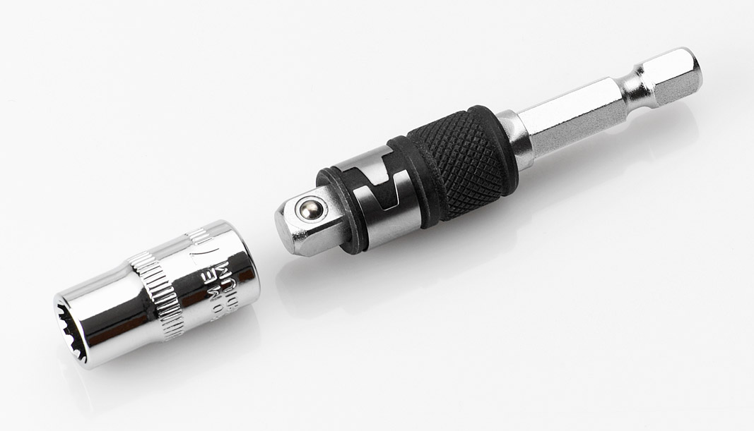 Bit-Halter 2in1 zur Verwendung für Biteinsätze mit 1/4" Bit-Aufnahme und Steckschlüssel mit 1/4" 4-kt Aufnahme der Marke Cimco