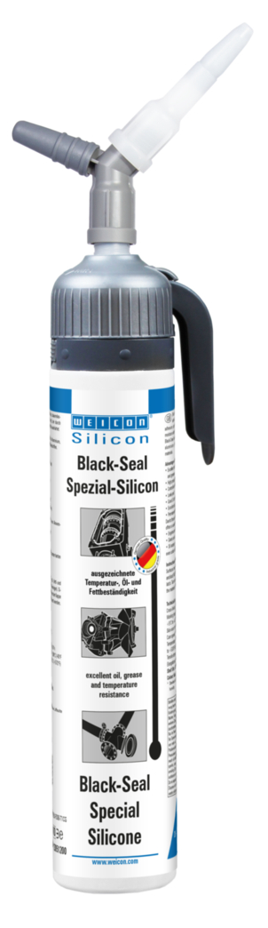 Black-Seal Spezialsilikon WEICON Black-Seal ist hochtemperaturbeständig (+280°C/+536°F), lösemittelfrei, haftstark, druckbeständig, alterungsbeständig und extrem elastisch