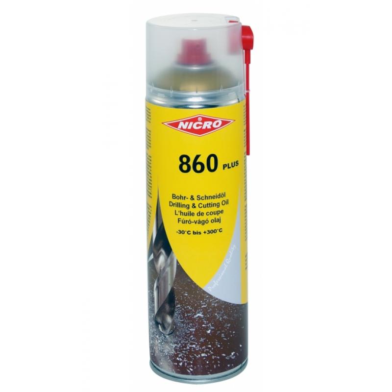 hr- und Schneidöl Nicro 860+ NICRO 860 Plus Bohr- und Schneidöl ist ein nicht wässriges Hochdruckkühlschmiermittel für alle Bohr-, Schneid-, Schleif-, Fräs- und Umformarbeiten an zäh harten Metallen