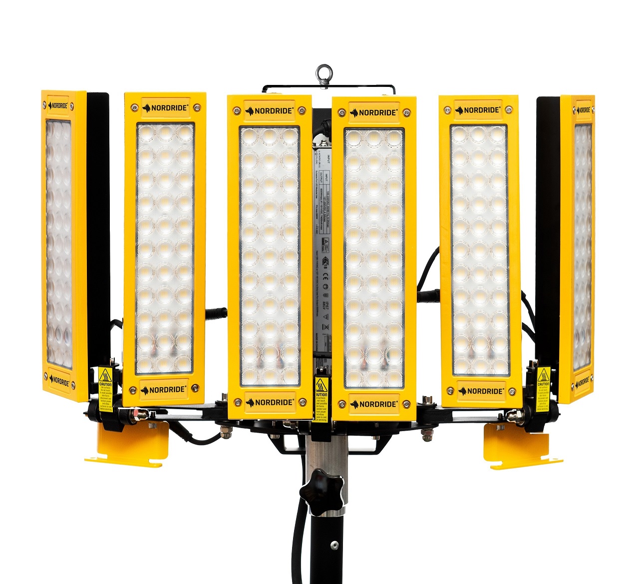 Beleuchtungsanalge VISION Multi Flex, Nordride Flexible 360° Beleuchtung für Baustellen & Eventbeleuchtung mit individuell einstellbare Lichtwirkung dank einzeln verstellbaren Hochleistungs-Strahler - vertikal und horizontal