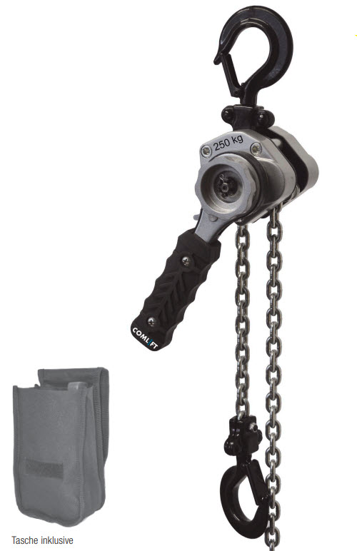 Ketten-Hebelzug Mini Comlift , Comlift Ketten-Hebelzug Mini Comlift mit einfacher Bedienung, Sicherheitsbremse mit zwei Bremsklinken, Haken mit Sicherheitsklinke, hochfeste, verzinkte Lastkette