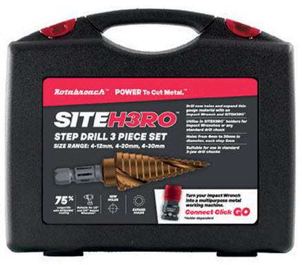 Stufenbohrer Rotabroach SITEH3Ro   von der Marke Siteh3Ro durch praktische-werkzeuge werden mit dem Schlagschrauber eingesetzt