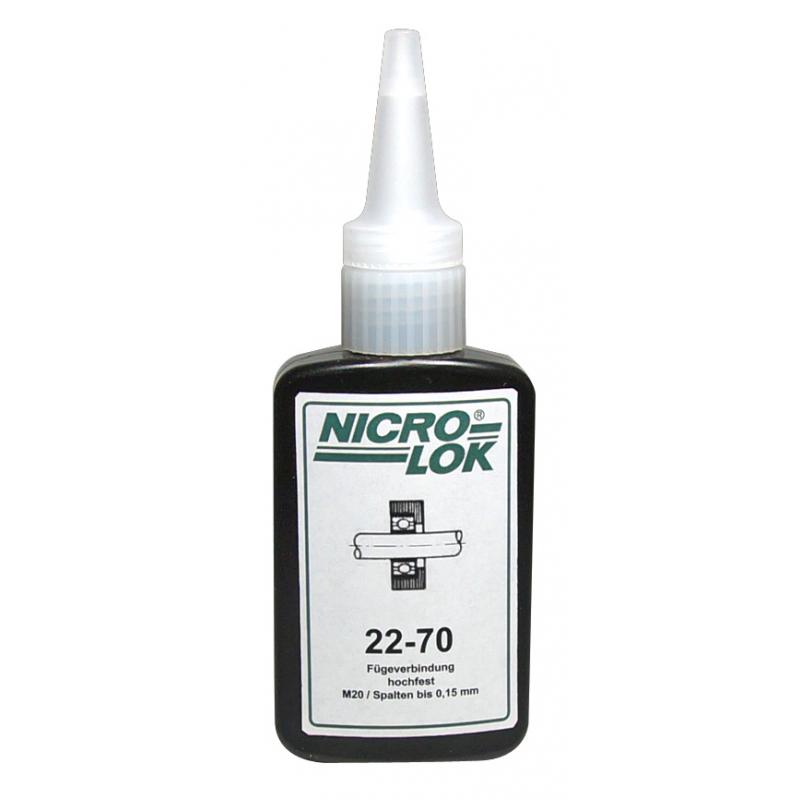 Schraubensicherung Nicro 22-70 NICRO LOK 22-70 grün Fügeverbindung, hochfest, wärmefest ist ein schnell aushärtendes, wärmebeständiges Produkt und eignet sich bestens für das Befestigen von zylindrischen Fügeverbindungen, von Zylinder