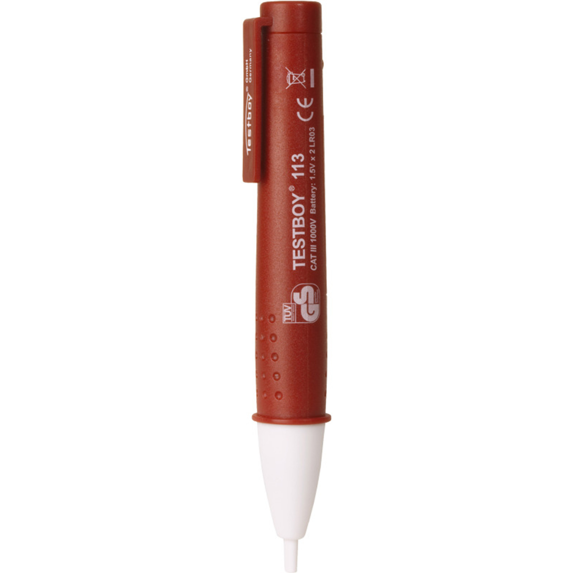 kontaktloser Spannungsprüfer Testboy 113 Der kontaktlose Spannungsprüfer Testboy T113 signalisiert schon ab einer Spannung von12V, mit LED Lampe zusätzlich