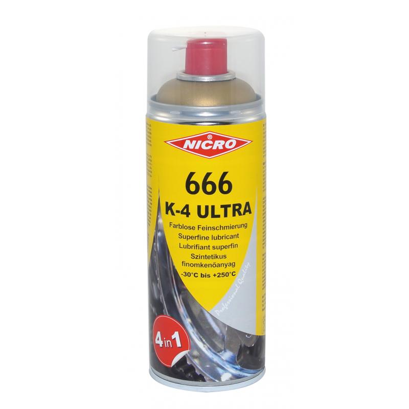 Feinschmierung Nicro K4Ultra N666 NICRO 666 K-4 Ultra ist klar, farblos und besteht aus voll-synthetischen Grundölen und hochwertigen Additiven mit Hochdruck-, Verschleiß-, Korrosions- und Oxidationsschutz