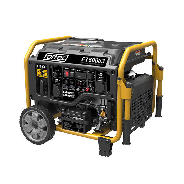Stromerzeuger Benzin I-5500W Fortec FT60003 Stromerzeuger Benzin I-5500W Fortec FT60003 mit Betriebsstundenzähler und Griff mit Rädern