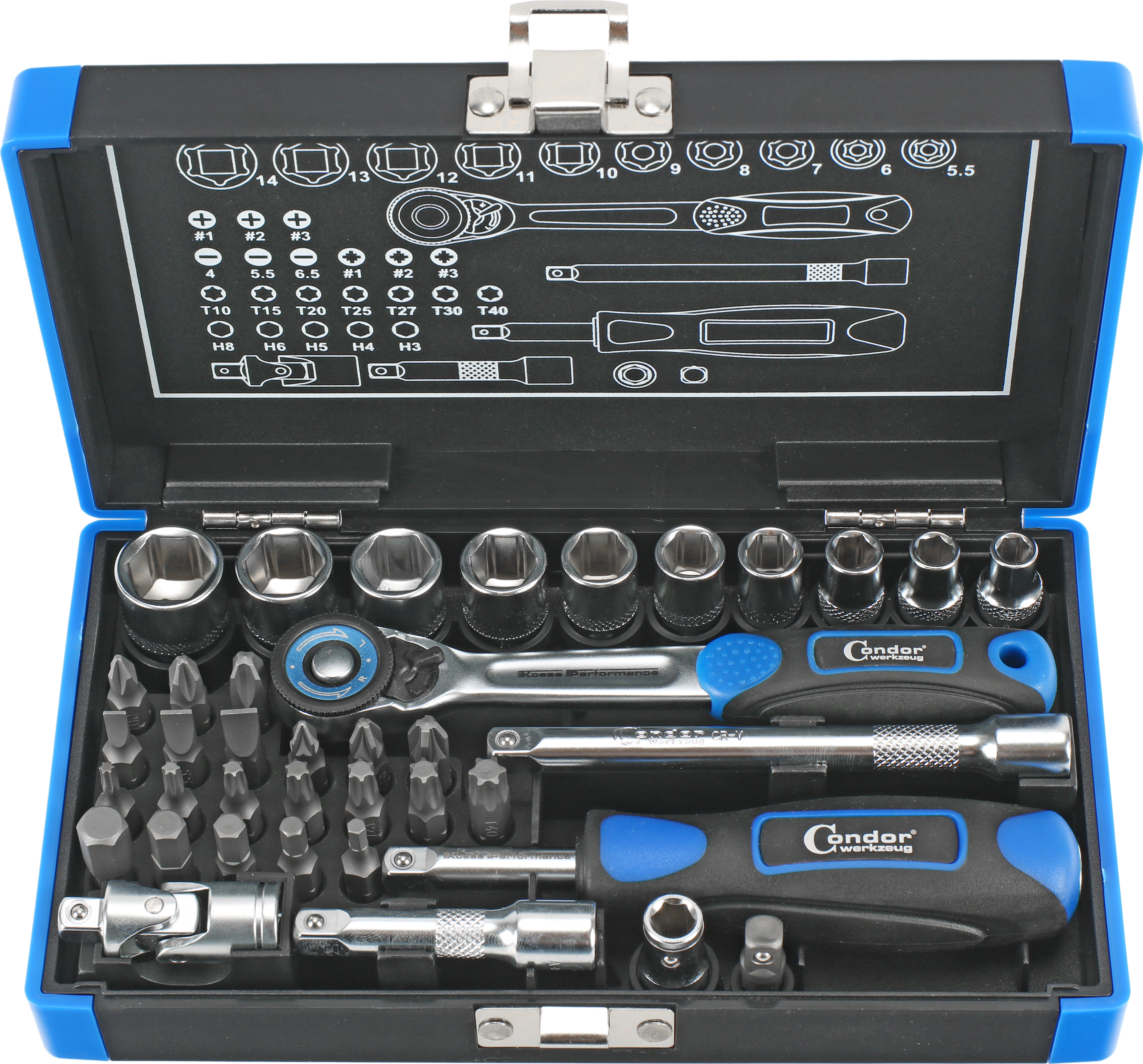 Steckschlüssel-Satz 1/4" 38-tlg. Condor Steckschlüssel-Satz 1/4" 38-tlg. Condor