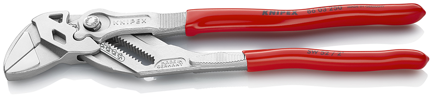 Zangenschlüssel Knipex Der patentierte Zangenschlüssel ist ein multifunktionales Schraub-, Greif- und Haltewerkzeug mit Schnelleinstellung per Knopfdruck.