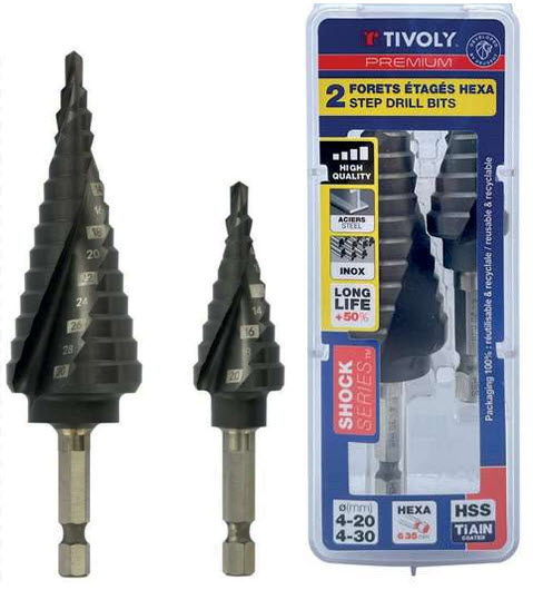 Stufenbohrer-Set 2-tlg. HSS TiALN