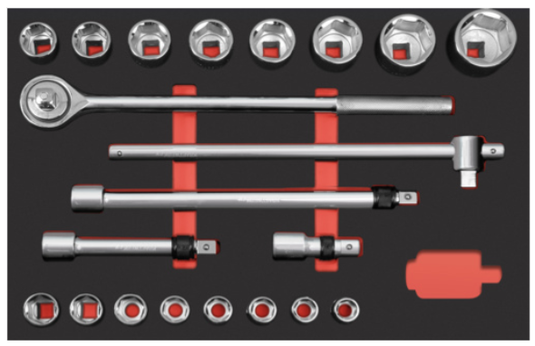 Werkzeugeinlage Steckschlüssel-Satz von der Marke Kraftwerk durch praktische-werkzeuge für eine übersichtliche Ordnung in der Werkstatt